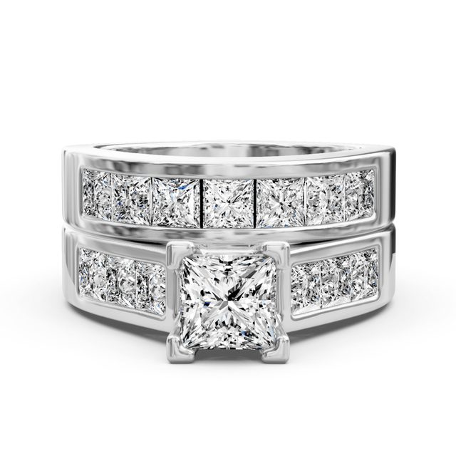 2.60-3.75 CT Princess Cut Natural Diamonds - Bridal Set