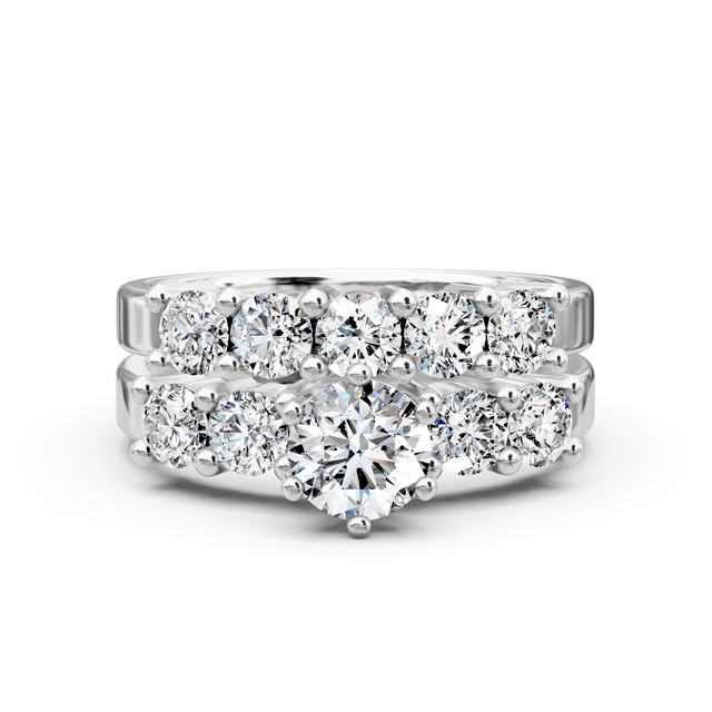 1.90-7.40 CT Round Cut Lab Grown Diamonds - Bridal Set