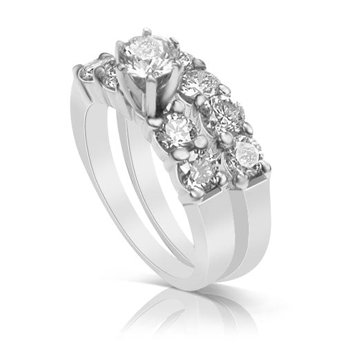 Alluring 1.75 CT Round Cut Diamond Bridal Set in 14KT White Gold