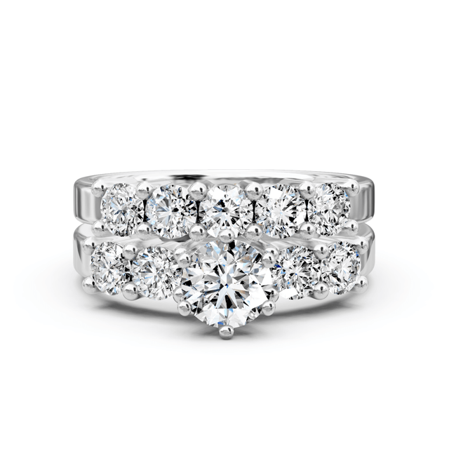 1.75-2.90 CT Round Cut Natural Diamonds - Bridal Set