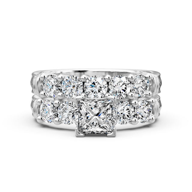 1.70-7.20 CT Princess & Round Cut Lab Grown Diamonds - Bridal Set
