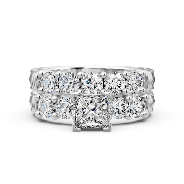 1.55-2.70 CT Princess & Round Cut Natural Diamonds - Bridal Set