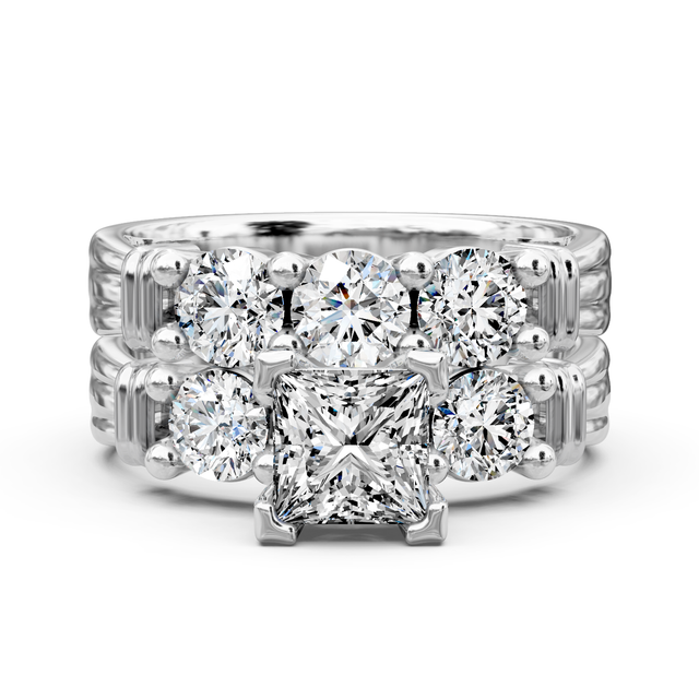 1.70-7.20 CT Princess & Round Cut Lab Grown Diamonds - Bridal Set