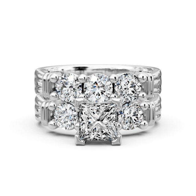 1.55-2.70 CT Princess & Round Cut Natural Diamonds - Bridal Set