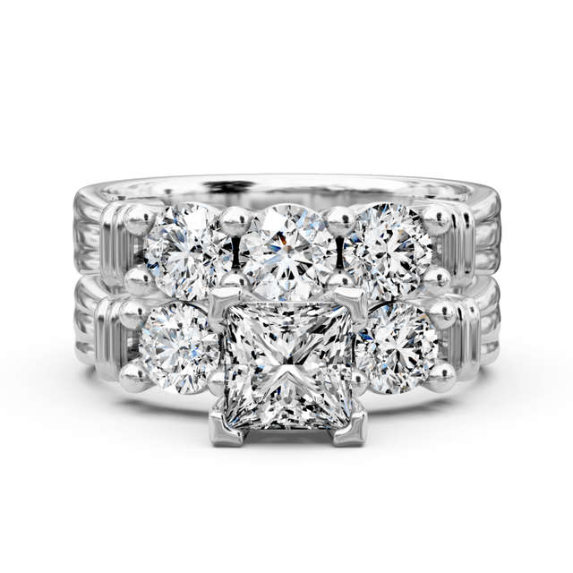 1.55-2.70 CT Princess & Round Cut Natural Diamonds - Bridal Set