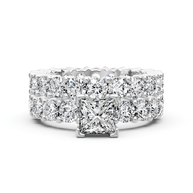 5.65-6.80 CT Princess & Round Cut Natural Diamonds - Bridal Set