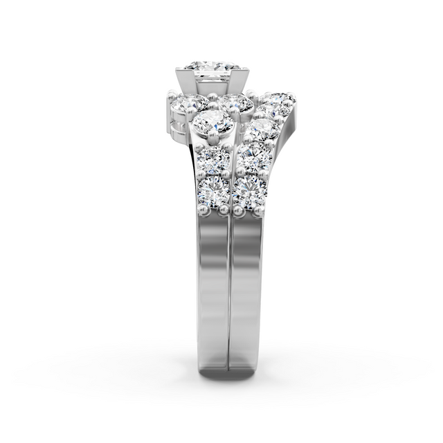 2.90-4.05 CT Princess & Round Cut Natural Diamonds - Bridal Set