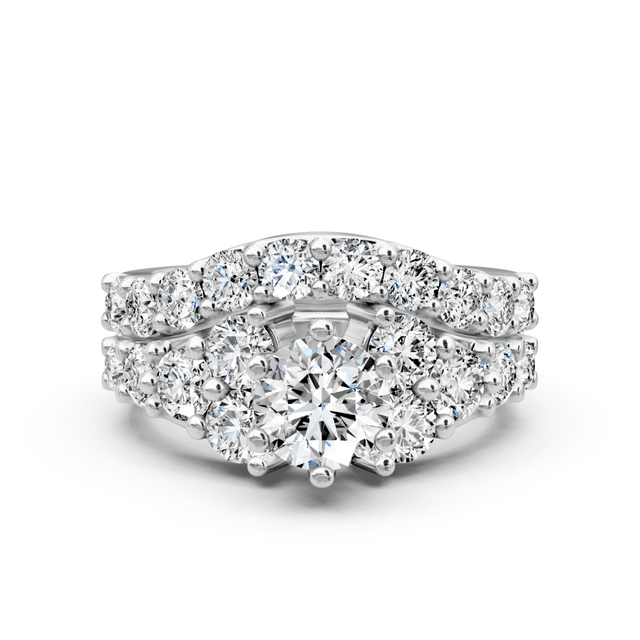 2.90-4.05 CT Round Cut Natural Diamonds - Bridal Set
