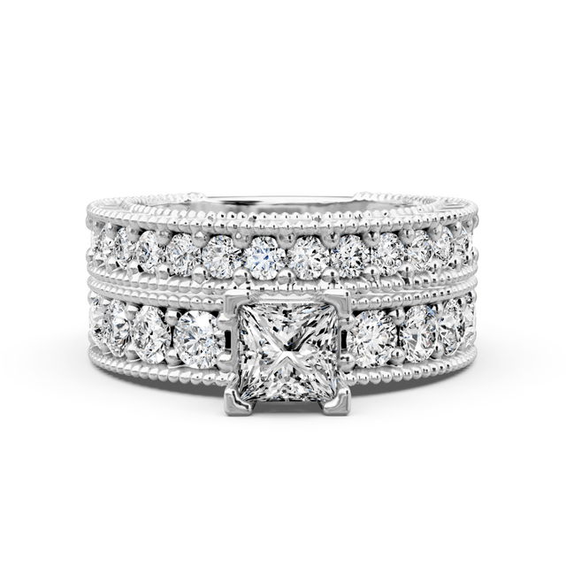 1.80-2.95 CT Princess & Round Cut Natural Diamonds - Bridal Set