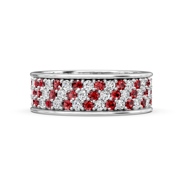 2.20 CT Round Cut Rubies and Diamonds - Eternity Rings