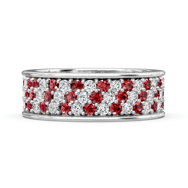 2.20 CT Round Cut Rubies and Diamonds - Eternity Rings