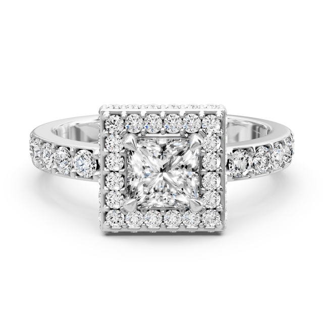 1.35-2.50 CT Princess & Round Cut Natural Diamonds - Engagement Ring