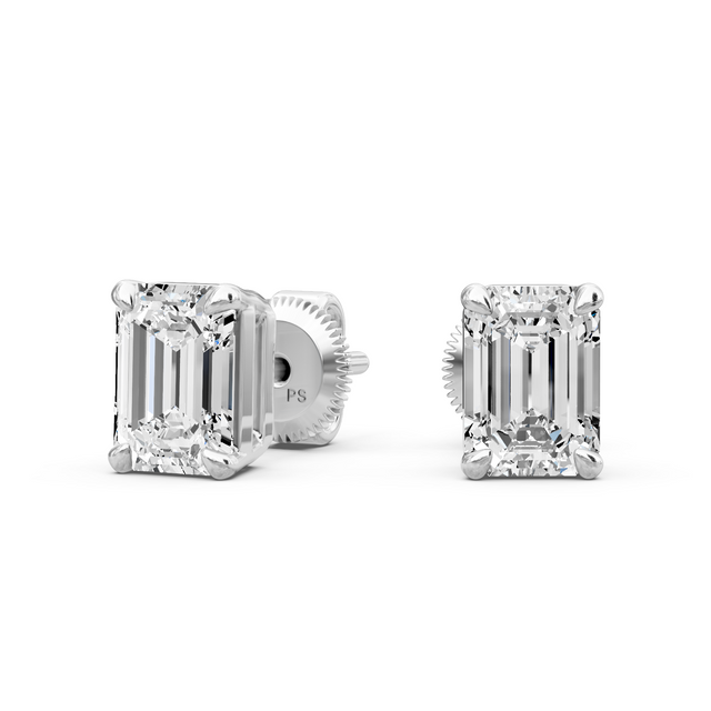 0.60-5.00 CT Emerald Cut Lab Grown Diamonds - Stud Earrings
