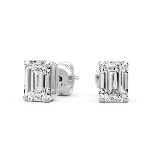 0.50-3.00 CT Emerald Cut Natural Diamonds - Stud Earrings - Primestyle.com