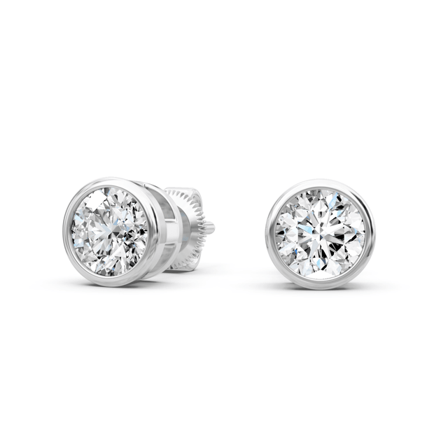 0.50-3.00 CT Round Cut Natural Diamonds - Stud Earrings