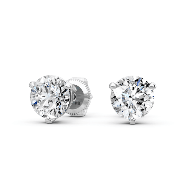 0.50-3.00 CT Round Cut Natural Diamonds - Stud Earrings