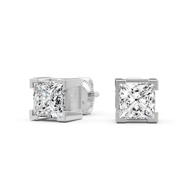 0.60-5.00 CT Princess Cut Lab Grown Diamonds - Stud Earrings