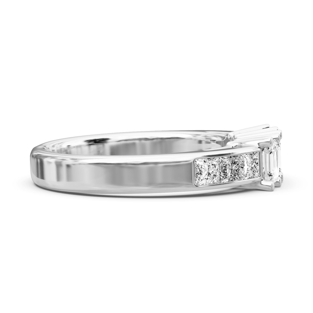 1.10 CT Emerald & Princess Cut Natural Diamonds - Wedding Band