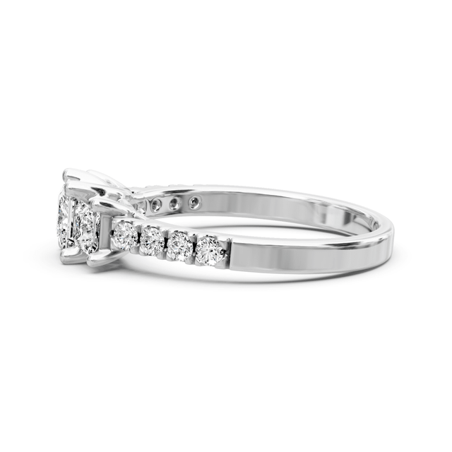 1.10 CT Princess & Round Cut Natural Diamonds - Three Stone Rings