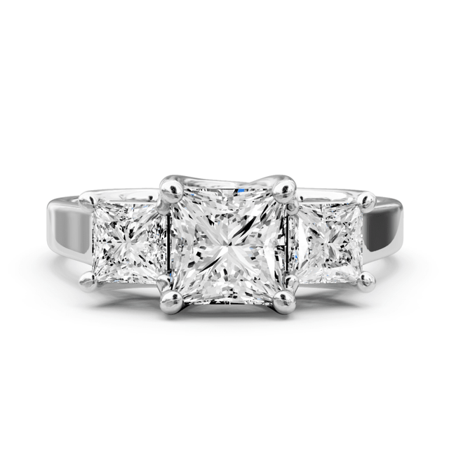 0.50-0.75 CT Princess Cut Natural Diamonds - Three Stone Rings