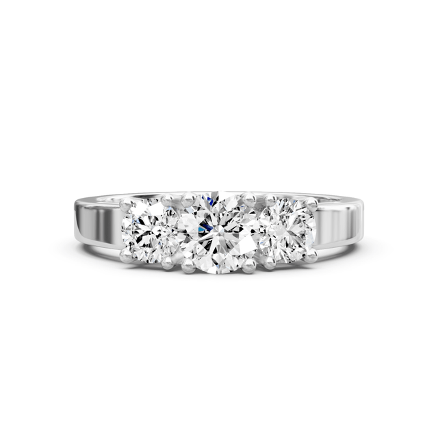 0.50-0.80 CT Round Cut Natural Diamonds - Three Stone Rings