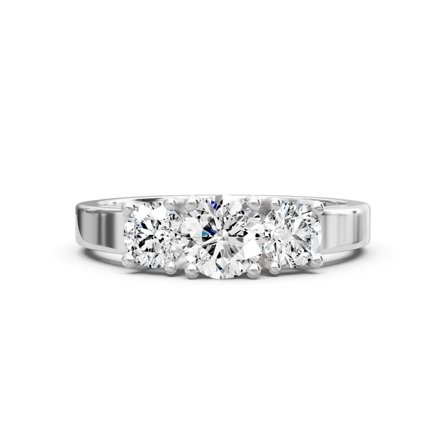 0.75-6.25 CT Round Cut Lab Grown Diamonds - Three Stone Rings