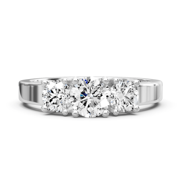 0.50-0.80 CT Round Cut Natural Diamonds - Three Stone Rings