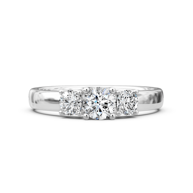 0.75-6.25 CT Round Cut Lab Grown Diamonds - Three Stone Rings