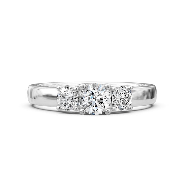 0.50-0.80 CT Round Cut Natural Diamonds - Three Stone Rings