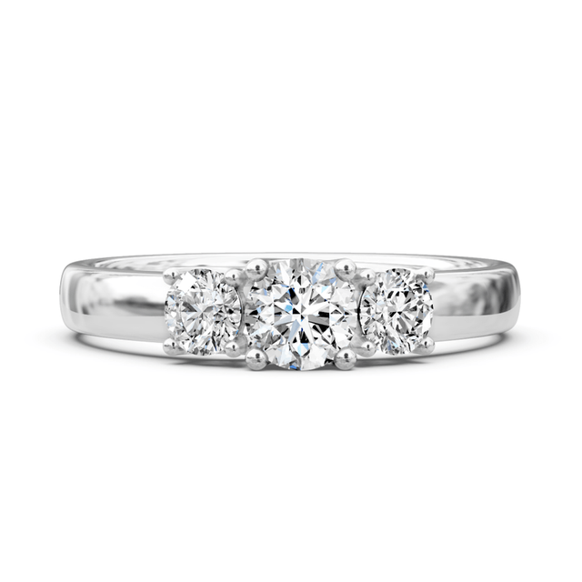 0.50-0.80 CT Round Cut Natural Diamonds - Three Stone Rings