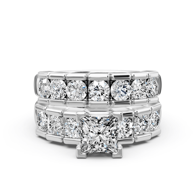 2.20-3.35 CT Princess & Round Cut Natural Diamonds - Bridal Set