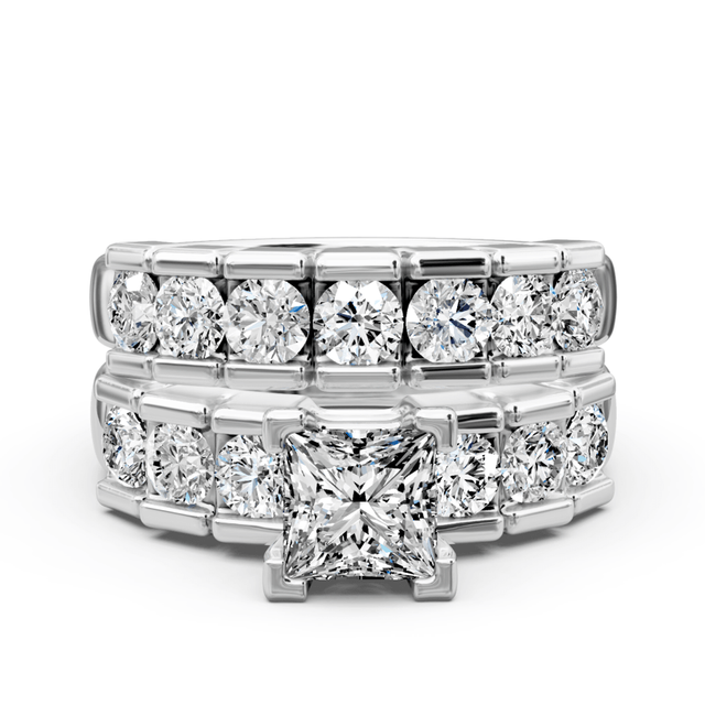 2.20-3.35 CT Princess & Round Cut Natural Diamonds - Bridal Set