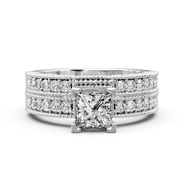 1.45-2.60 CT Princess & Round Cut Natural Diamonds - Bridal Set