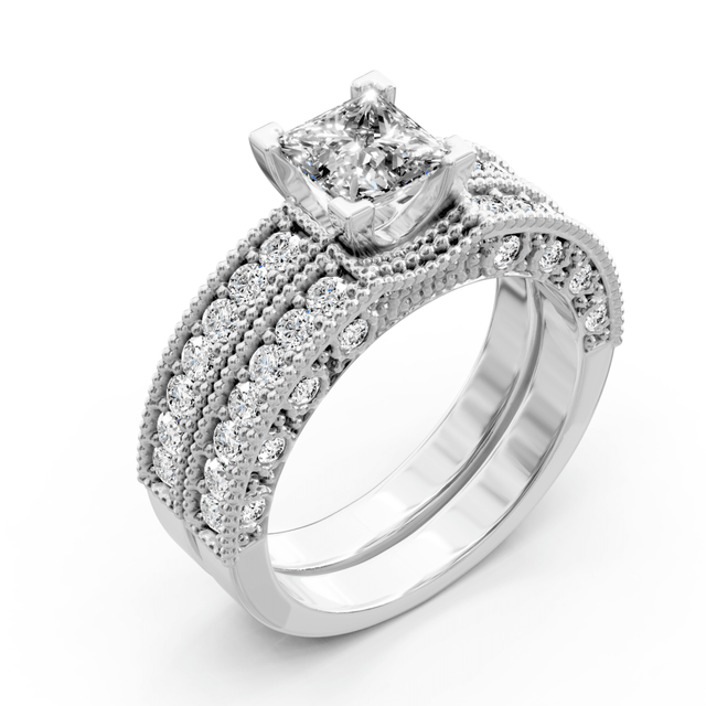1.45-2.60 CT Princess & Round Cut Natural Diamonds - Bridal Set