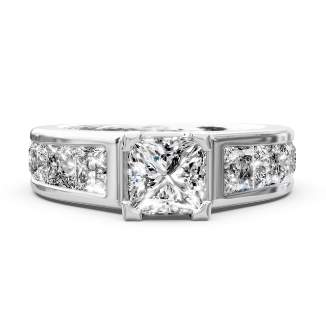 2.65-3.80 CT Princess Cut Natural Diamonds - Engagement Ring