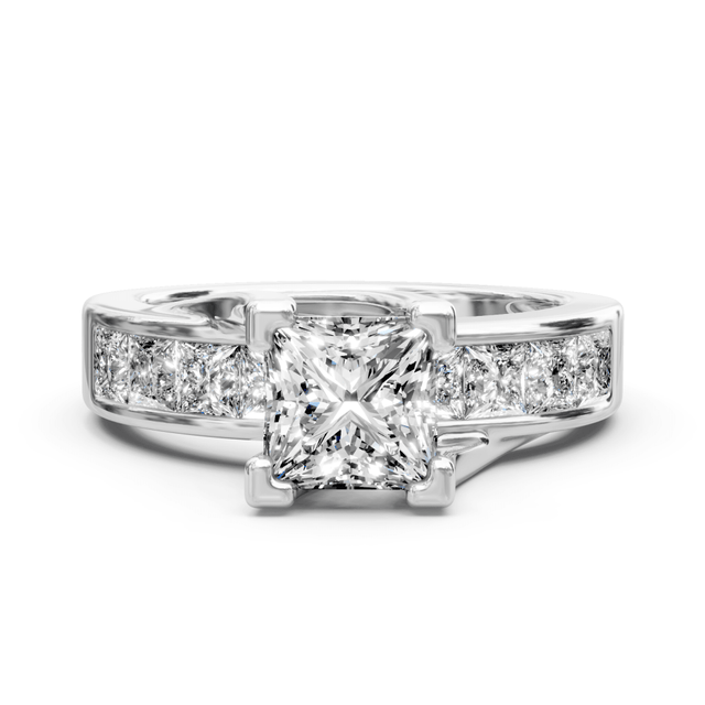1.55-2.70 CT Princess Cut Natural Diamonds - Engagement Ring