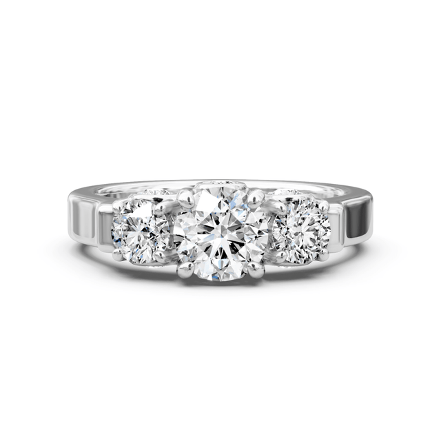 1.55 CT Round Cut Natural Diamonds - Three Stone Rings