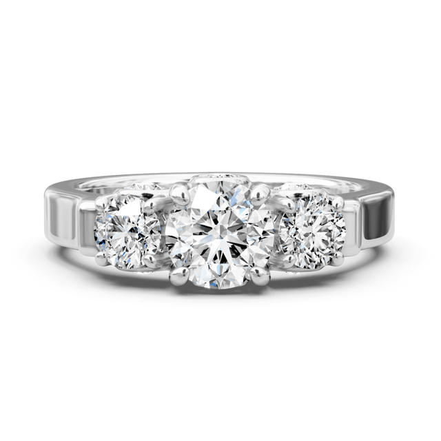 1.55 CT Round Cut Natural Diamonds - Three Stone Rings