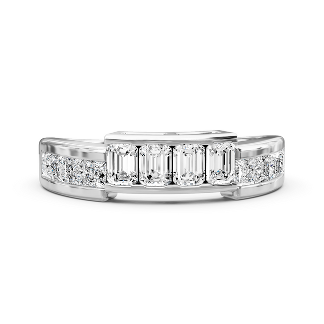 1.40 CT Emerald & Princess Cut Lab Grown Diamonds - Wedding Band