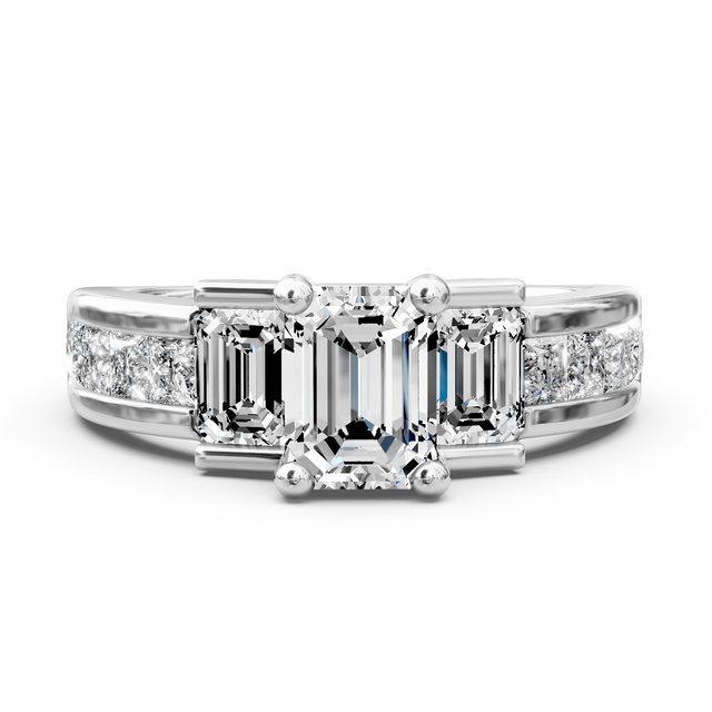 1.85-7.35 CT Emerald & Princess Cut Lab Grown Diamonds - Engagement Ring