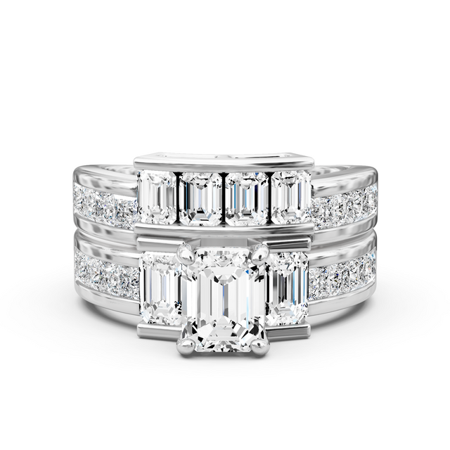 3.05-8.55 CT Emerald & Princess Cut Lab Grown Diamonds - Bridal Set