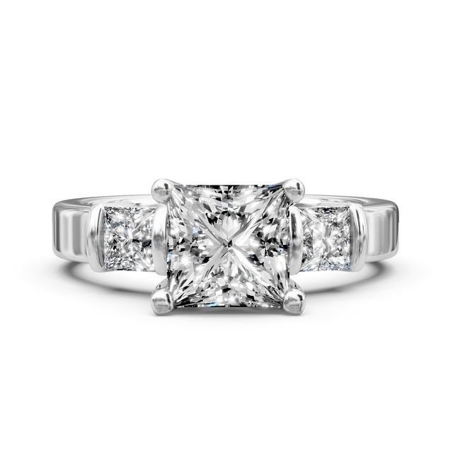 1.00-6.50 CT Princess Cut Lab Grown Diamonds - Engagement Ring