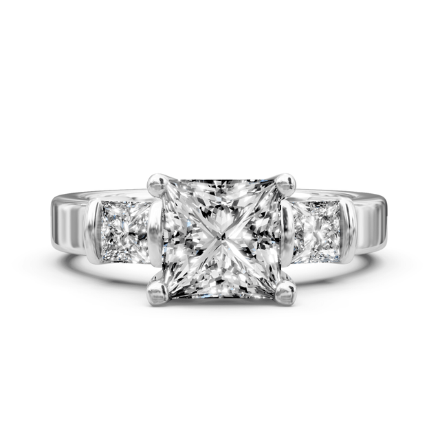0.85-2.00 CT Princess Cut Natural Diamonds - Engagement Ring