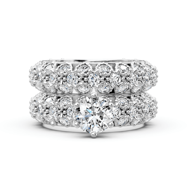 3.35-4.50 CT Round Cut Natural Diamonds - Bridal Set