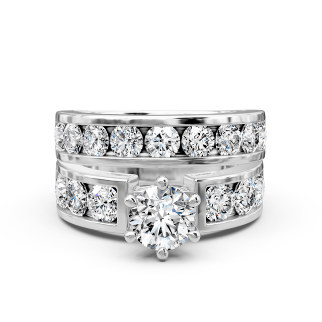 3.20-4.35 CT Round Cut Natural Diamonds - Bridal Set