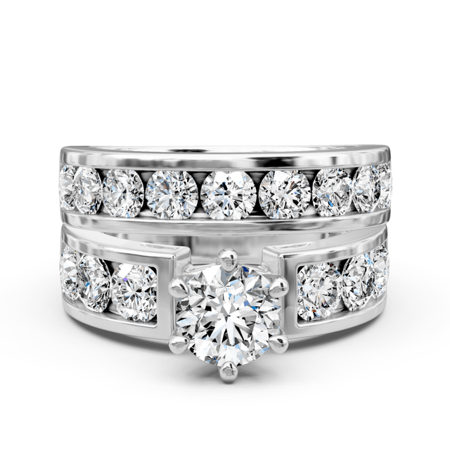 3.20-4.35 CT Round Cut Natural Diamonds - Bridal Set