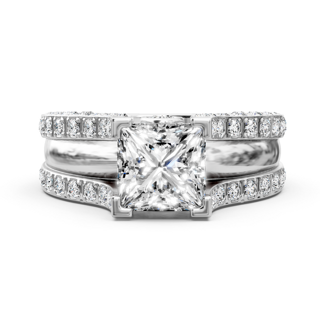 1.55-7.05 CT Princess & Round Cut Lab Grown Diamonds - Engagement Ring