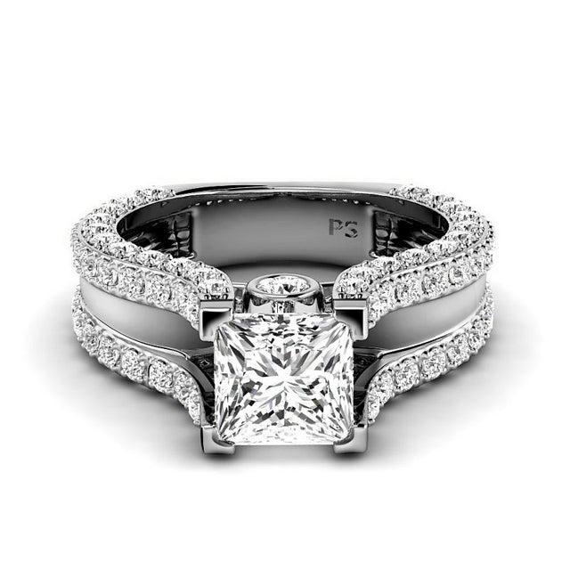 1.45-2.60 CT Princess & Round Cut Natural Diamonds - Engagement Ring