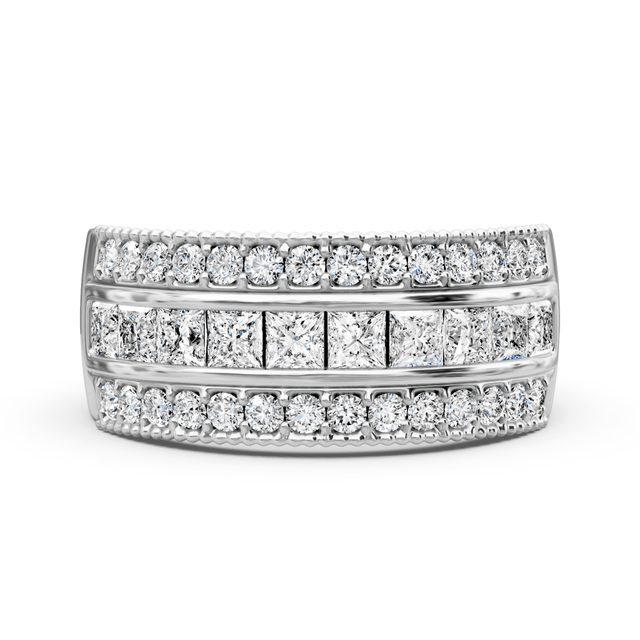2.15 CT Princess & Round Cut Natural Diamonds - Wedding Band