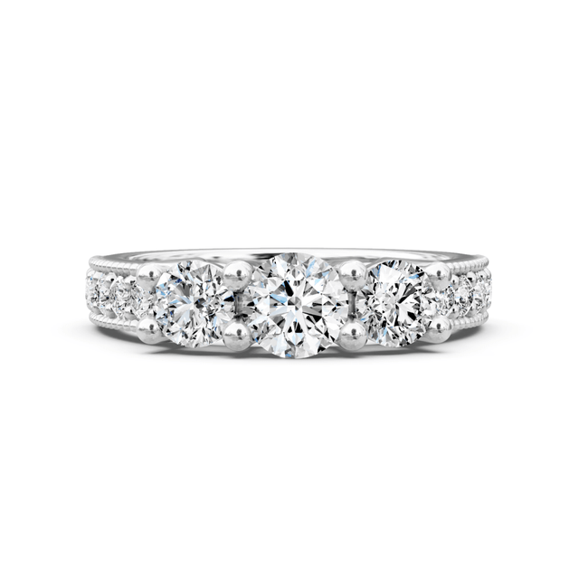 1.30 CT Round Cut Natural Diamonds - Three Stone Rings